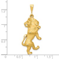 14K Yellow Gold Satin Diamond-cut Leo Zodiac Charm view 4