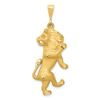 14K Yellow Gold Satin Diamond-cut Leo Zodiac Charm view 1