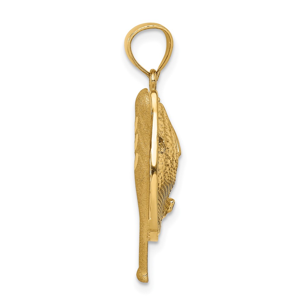 14K D/C White Rhodium Baseball Bat Glove Ball Pendant (C4687)