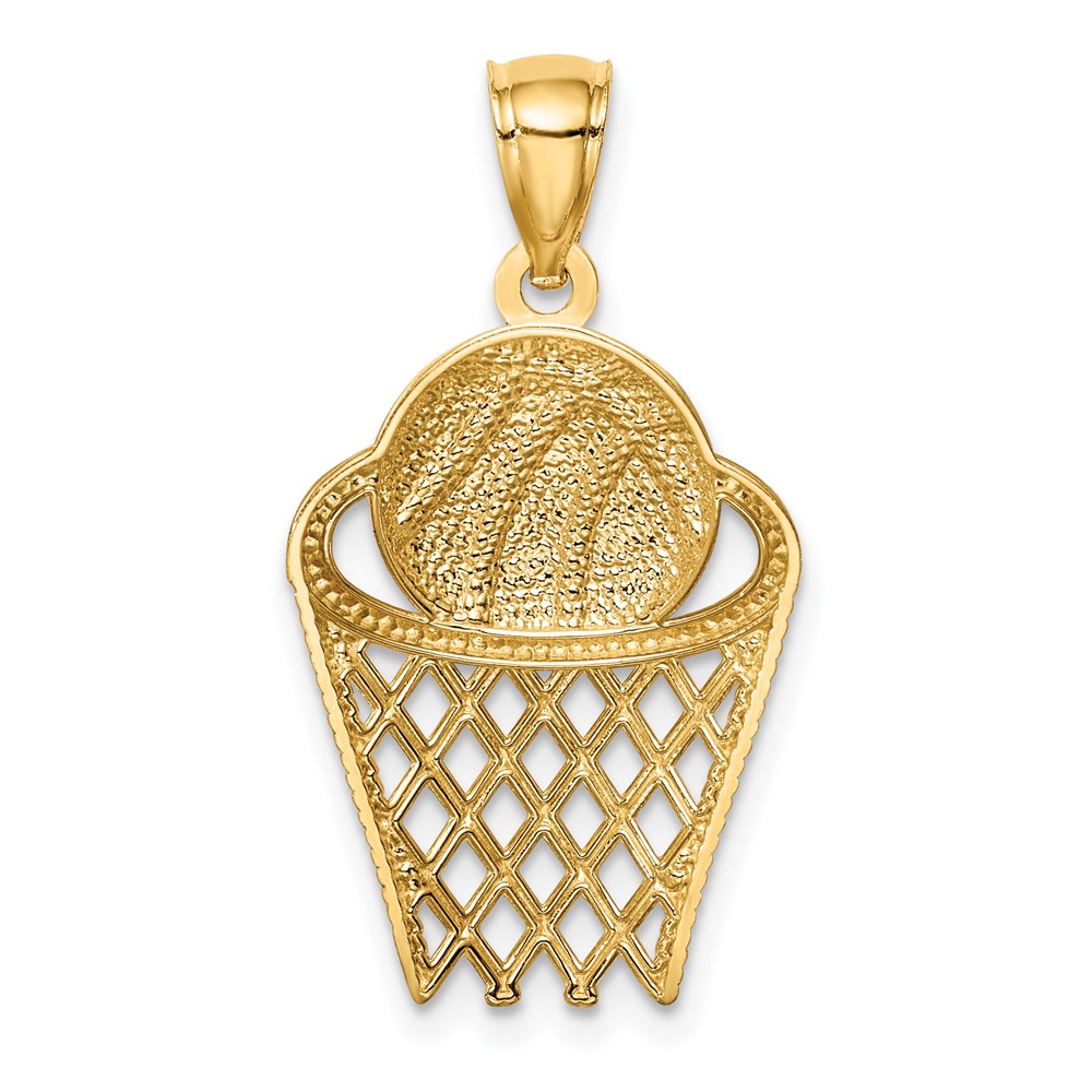 14K Basketball in Hoop Pendant (C4688)