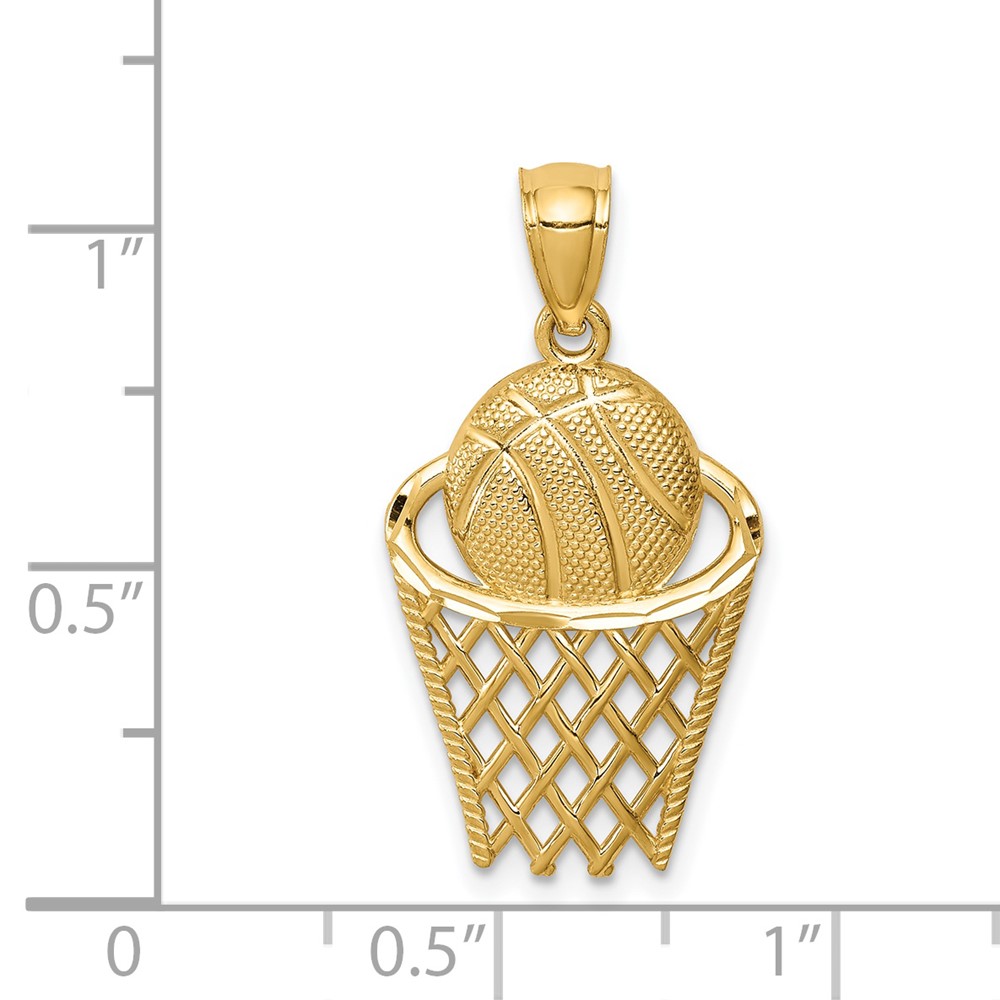 14K Basketball in Hoop Pendant (C4688)