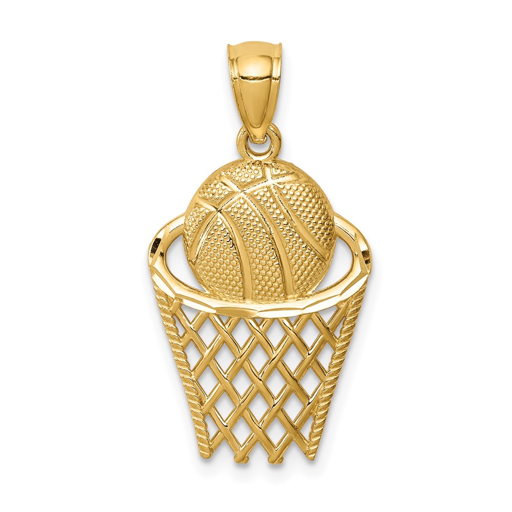 14K Basketball in Hoop Pendant (C4688)