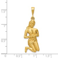 14K Yellow Gold Satin Diamond-cut Virgo Zodiac Charm view 3