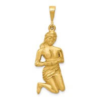 14K Yellow Gold Satin Diamond-cut Virgo Zodiac Charm view 1