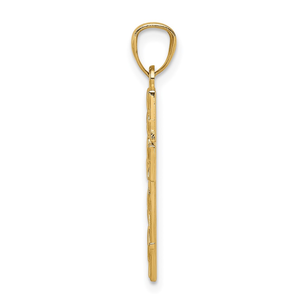 14K Leaf Cross Pendant (C4690)