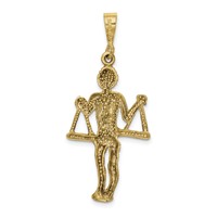 14K Yellow Gold Satin Diamond-cut Libra Zodiac Charm view 3