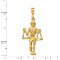 14K Yellow Gold Satin Diamond-cut Libra Zodiac Charm view 4