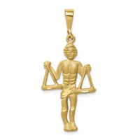 14K Yellow Gold Satin Diamond-cut Libra Zodiac Charm view 1