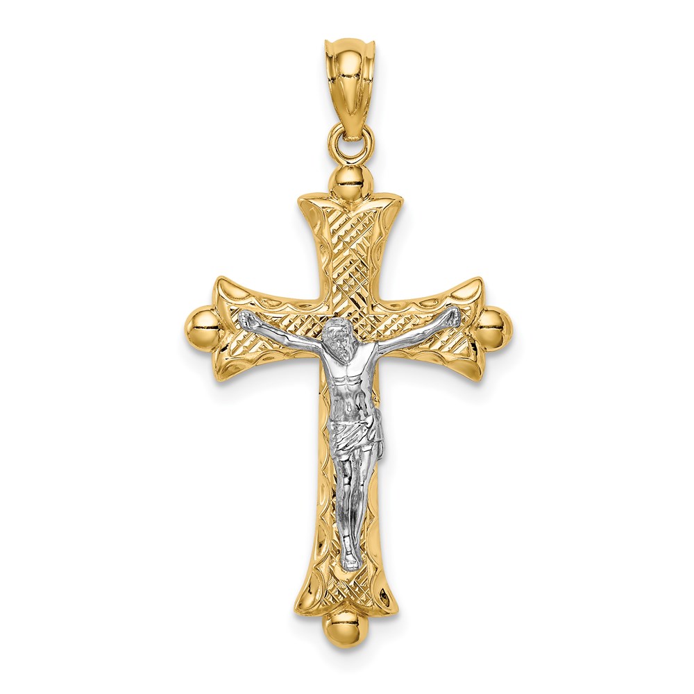 14k Two-tone Gold Florentine Crucifix Pendant | eBay