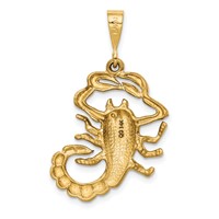 14K Yellow Gold Satin Diamond-cut Scorpio Zodiac Charm view 4