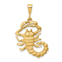 14K Yellow Gold Satin Diamond-cut Scorpio Zodiac Charm view 1