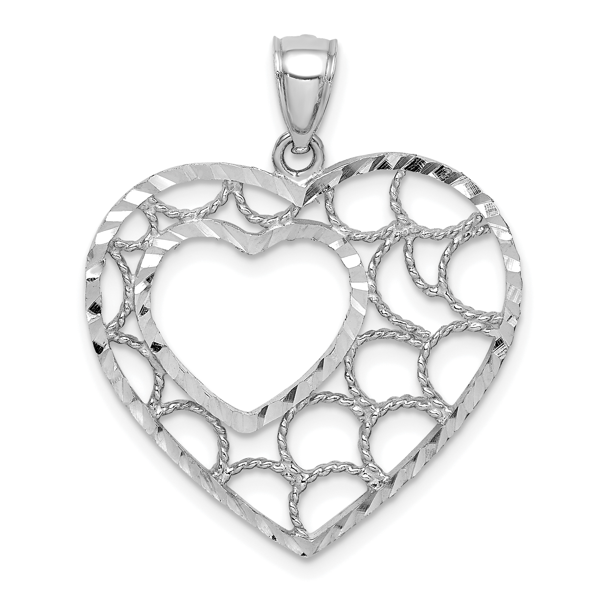 14K Gold Diamond-cut Heart Pendant C4718