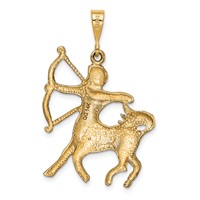 14K Yellow Gold Satin Diamond-cut Sagittarius Zodiac Charm view 4