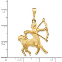 14K Yellow Gold Satin Diamond-cut Sagittarius Zodiac Charm view 3