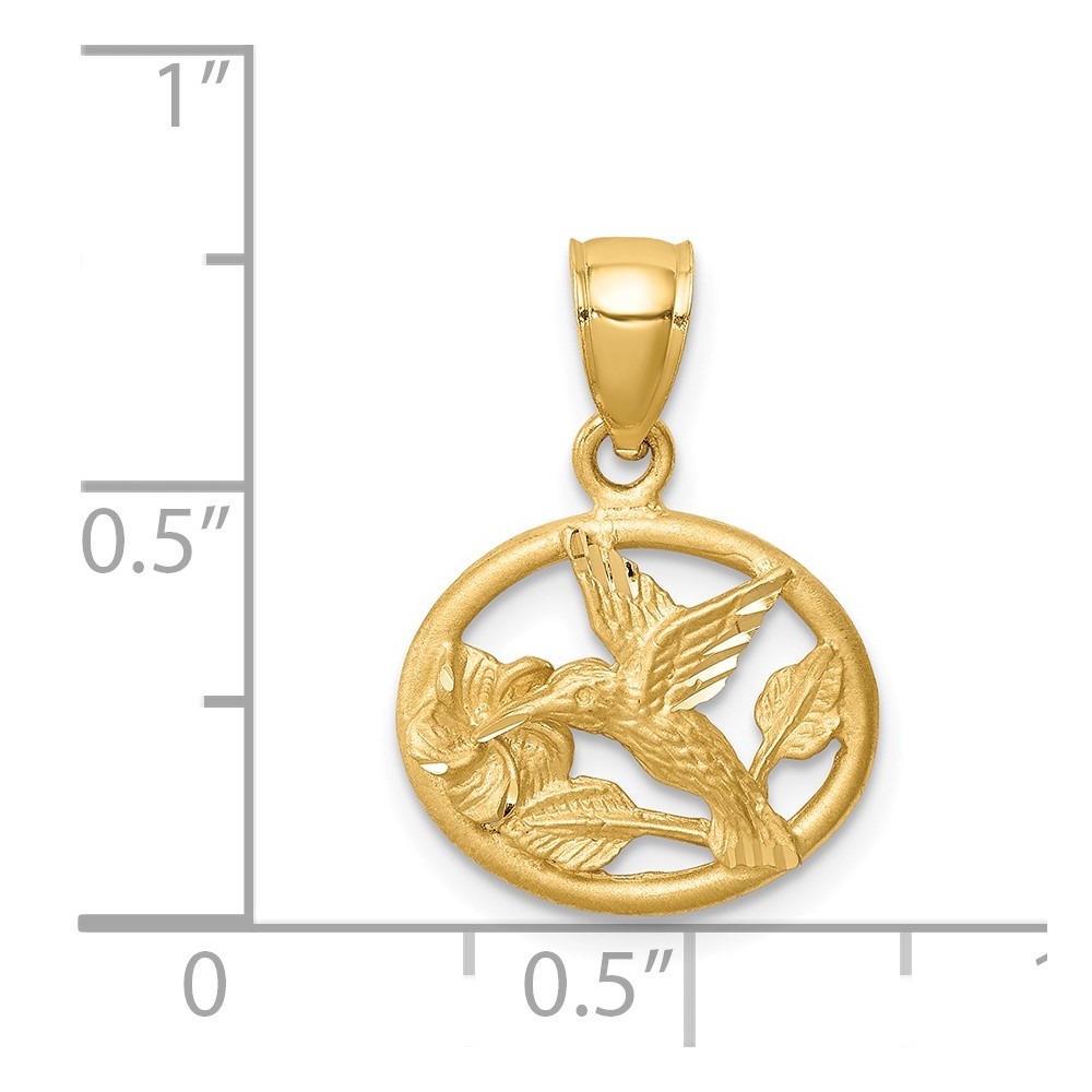14K D/C Brushed Hummingbird Pendant (C4720)