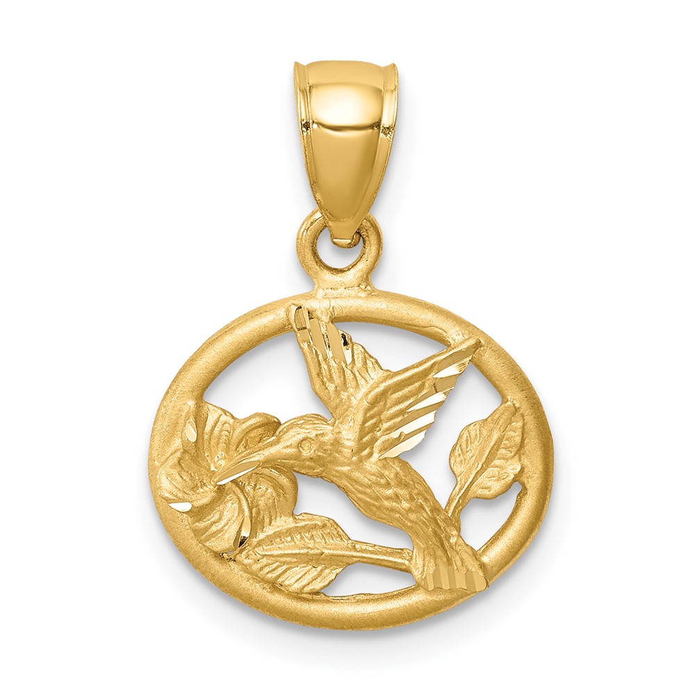 14K D/C Brushed Hummingbird Pendant (C4720)
