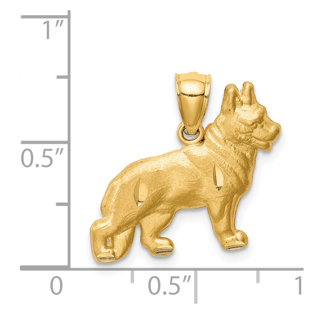 14K Diamond-cut German Shepherd Pendant (C4729)