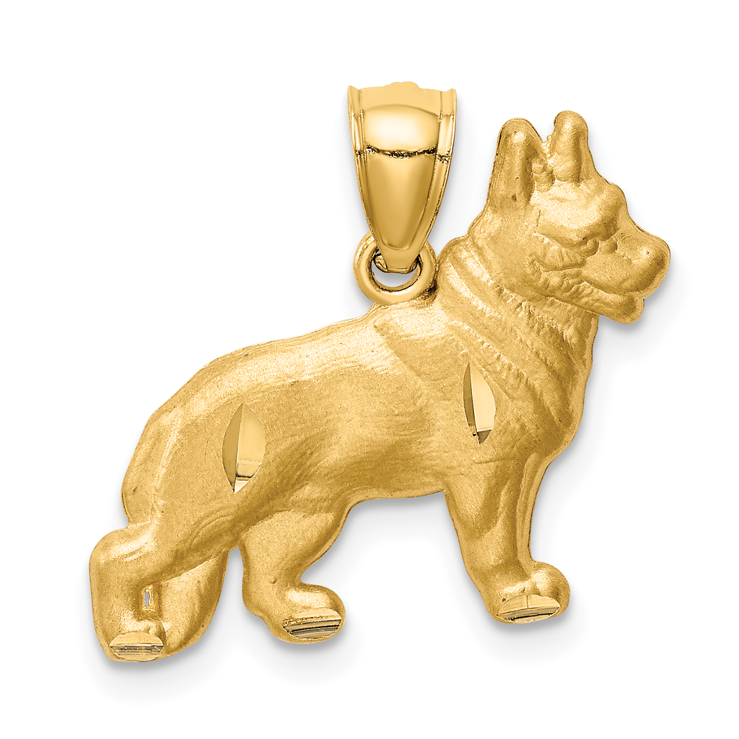 14K Diamond-cut German Shepherd Pendant (C4729)