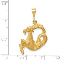 14K Yellow Gold Satin Diamond-cut Capricorn Zodiac Charm view 3