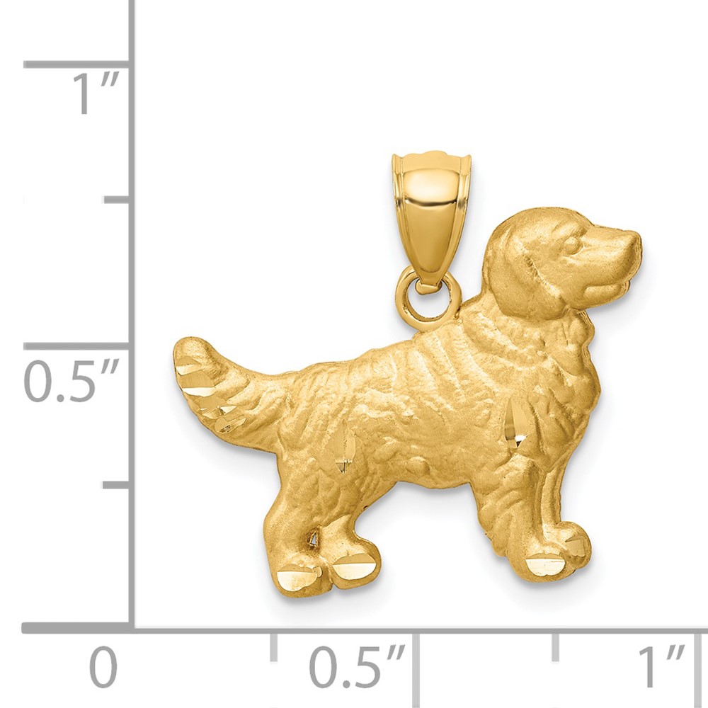 14K Diamond-cut Golden Retriever Pendant (C4733)