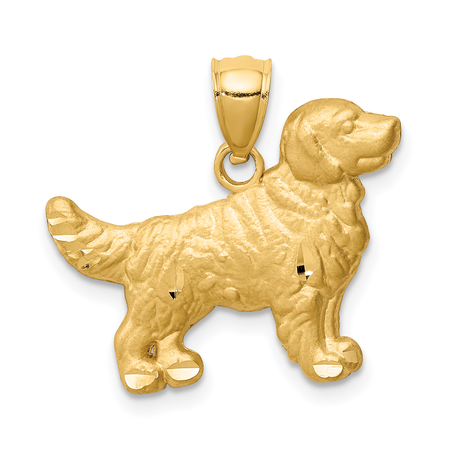 14K Diamond-cut Golden Retriever Pendant (C4733)