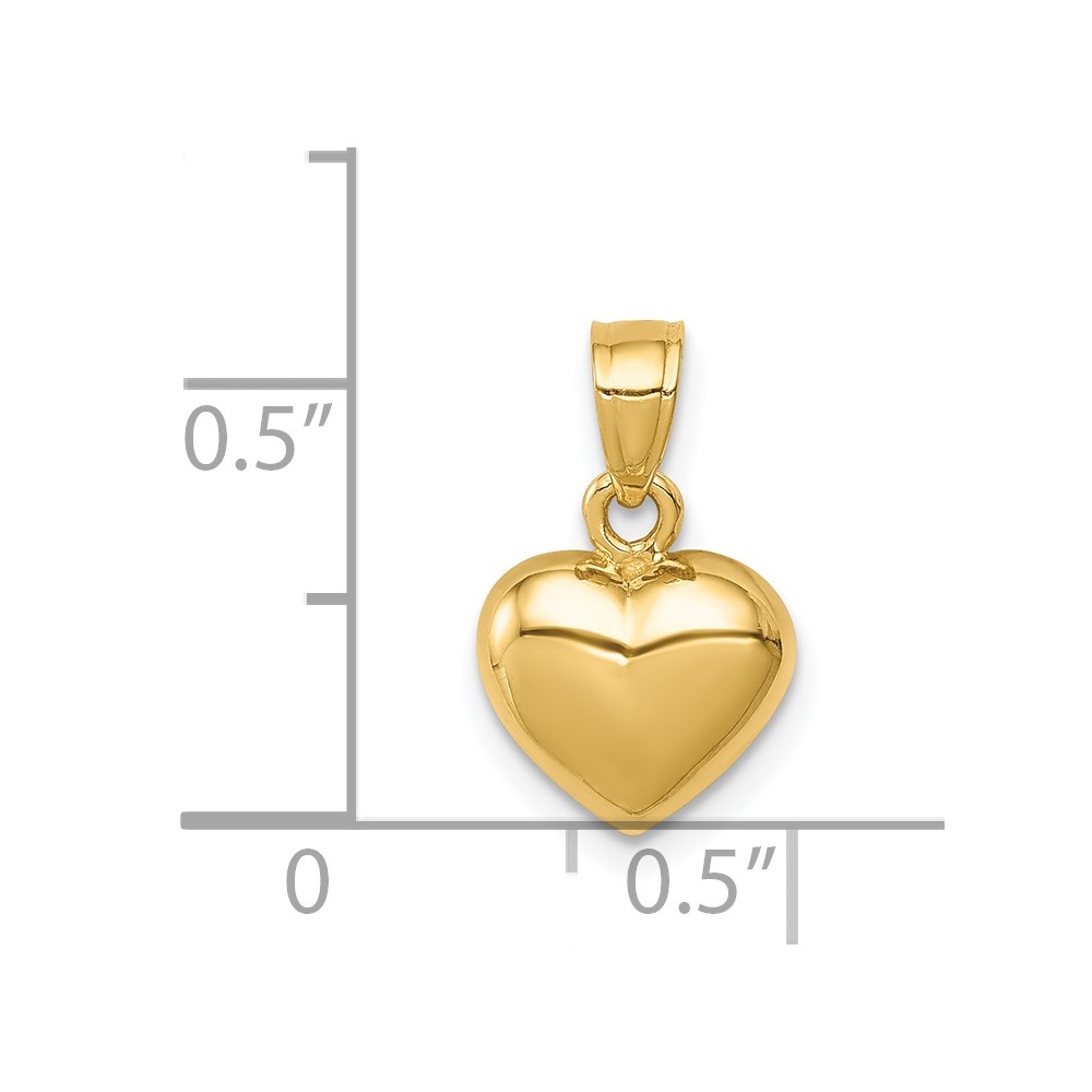 14K Polished One-sided Heart Pendant (C4743)