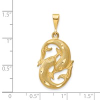 14K Yellow Gold Satin Diamond-cut Pisces Zodiac Charm view 3