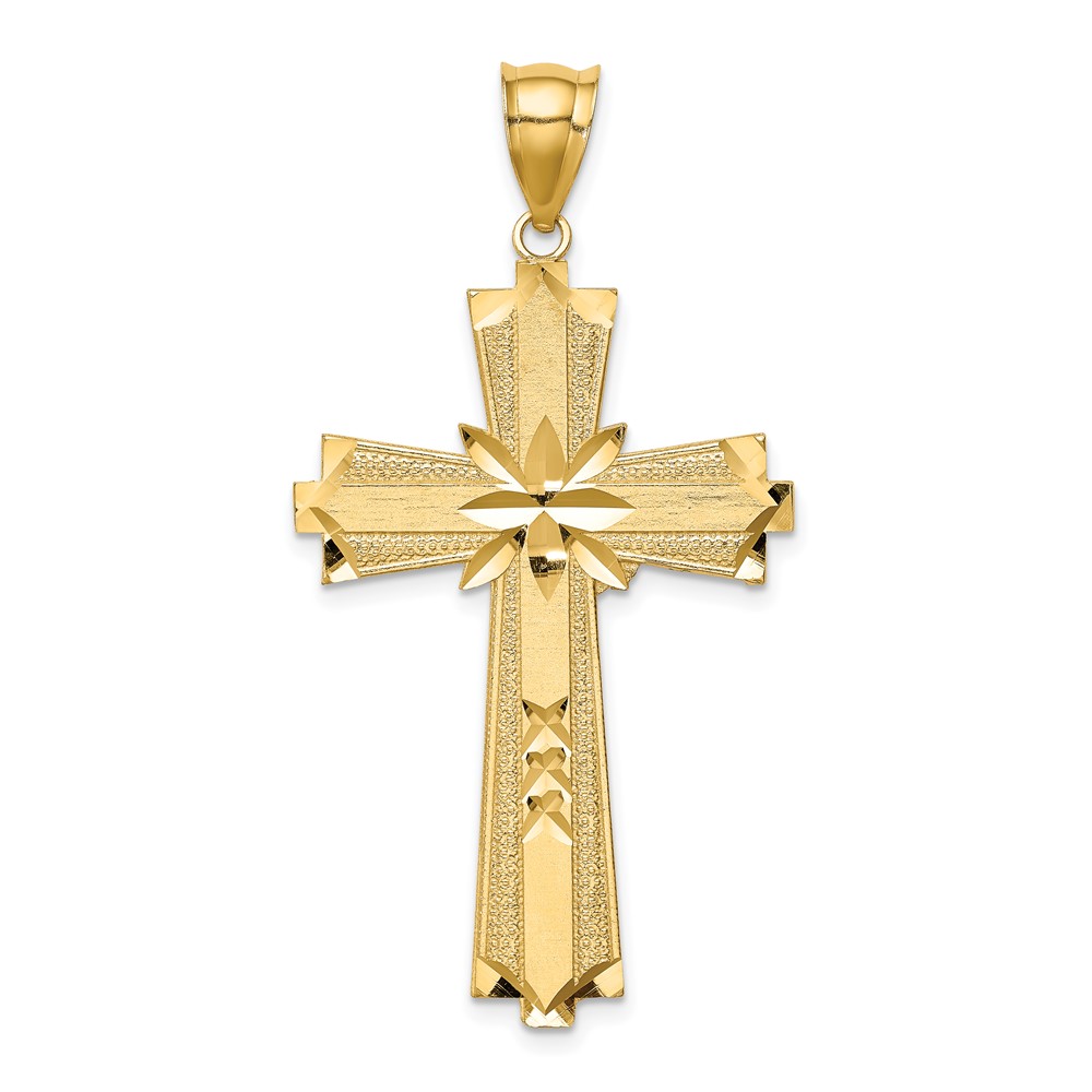 14K Diamond-cut Cross Pendant (C4759)