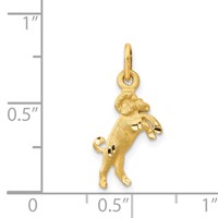 14K Yellow Gold Satin Diamond-cut Aries Zodiac Charm view 3
