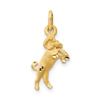 14K Yellow Gold Satin Diamond-cut Aries Zodiac Charm view 1