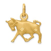 14K Satin Diamond-cut Taurus Zodiac Charm view 1