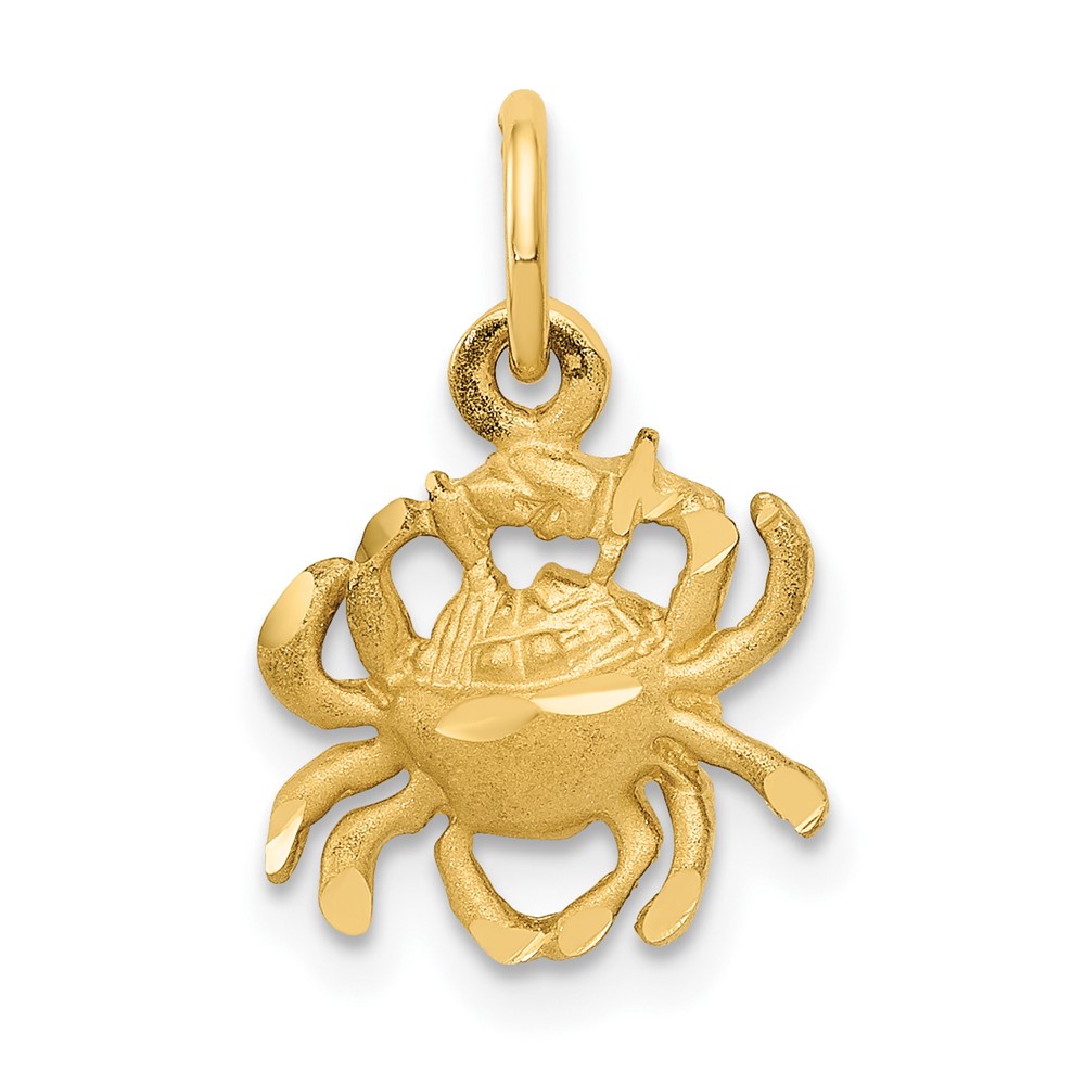 14K Satin Diamond-cut Cancer Zodiac Charm