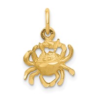14K Satin Diamond-cut Cancer Zodiac Charm view 1