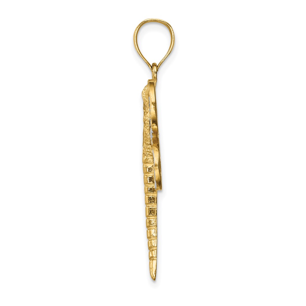 14K Diamond-cut White Rhodium Dragonfly Pendant (C4792)