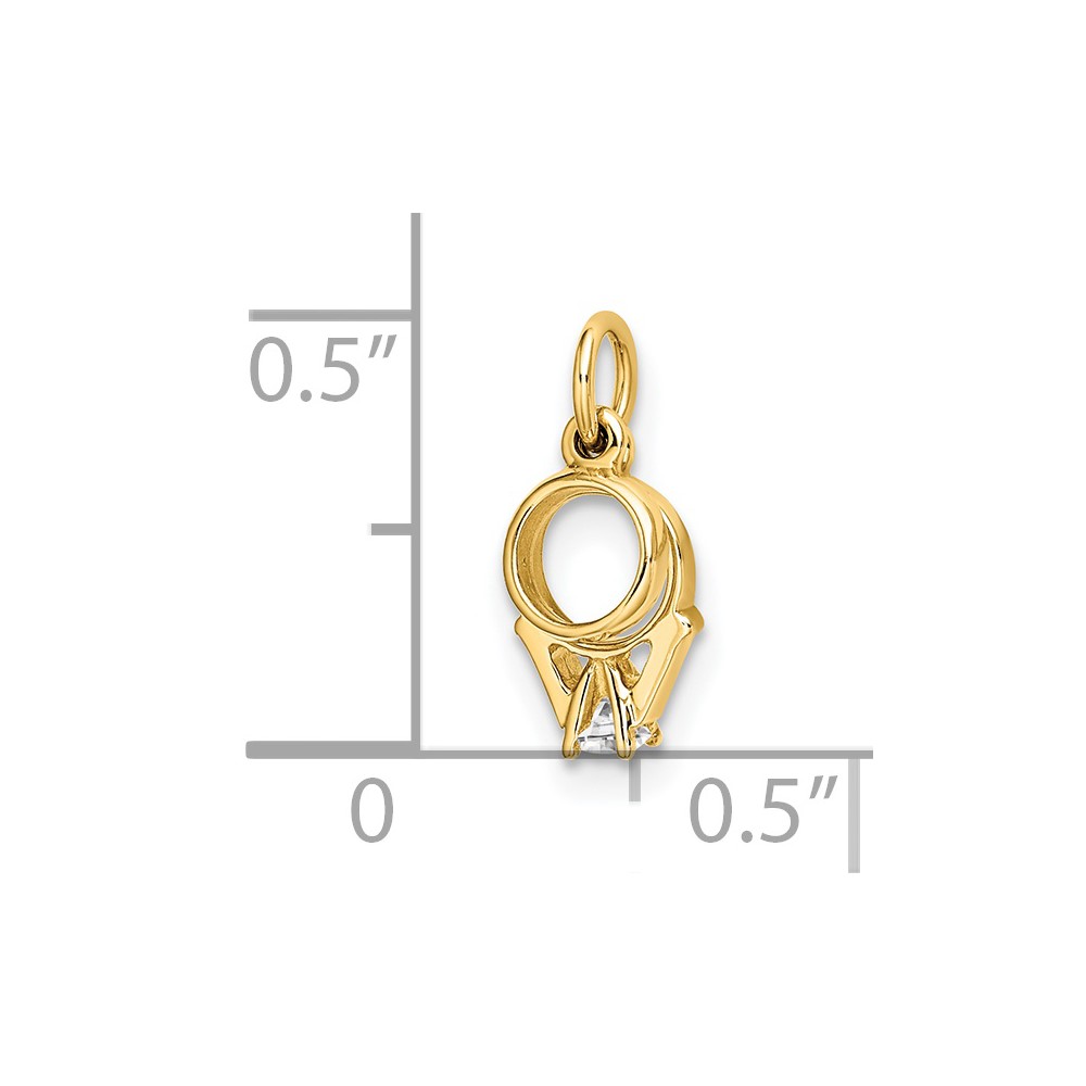 14k CZ Mini 3D Wedding Ring Charm (C4799)