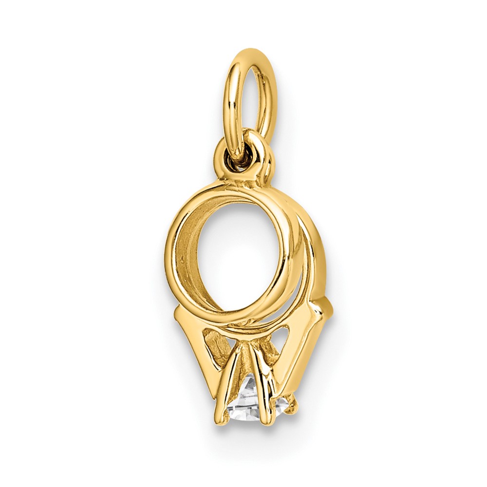14k CZ Mini 3D Wedding Ring Charm (C4799)