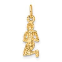 14K Yellow Gold Satin Diamond-cut Virgo Zodiac Charm view 3