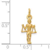 14K Yellow Gold Satin Diamond-cut Libra Zodiac Charm view 2