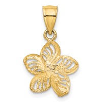 14K Polished Diamond-cut Beaded Plumeria Flower Charm view 4