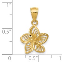 14K Polished Diamond-cut Beaded Plumeria Flower Charm view 3