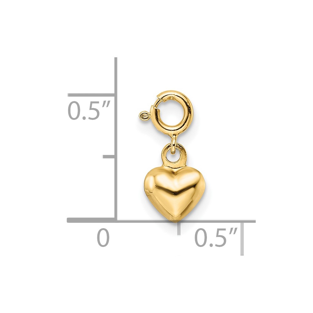 14K Polished Heart w/ Spring Ring Clasp Charm (C4826)