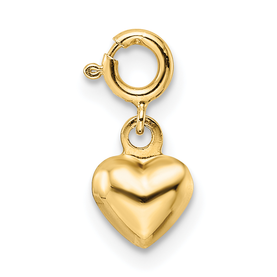 14K Polished Heart w/ Spring Ring Clasp Charm (C4826)