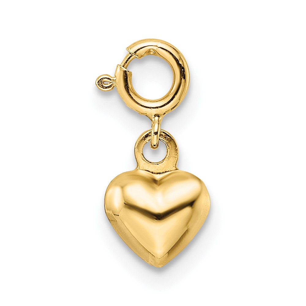 14K Polished Heart w/ Spring Ring Clasp Charm (C4826)