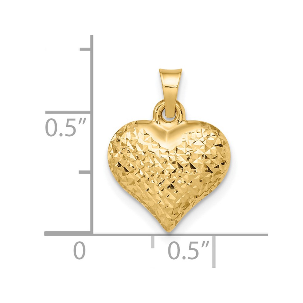 14k Polished Diamond-cut Large Puffed Heart Pendant (C4827)