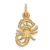 14K Yellow Gold Satin Diamond-cut Scorpio Zodiac Charm view 4