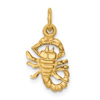 14K Yellow Gold Satin Diamond-cut Scorpio Zodiac Charm view 1