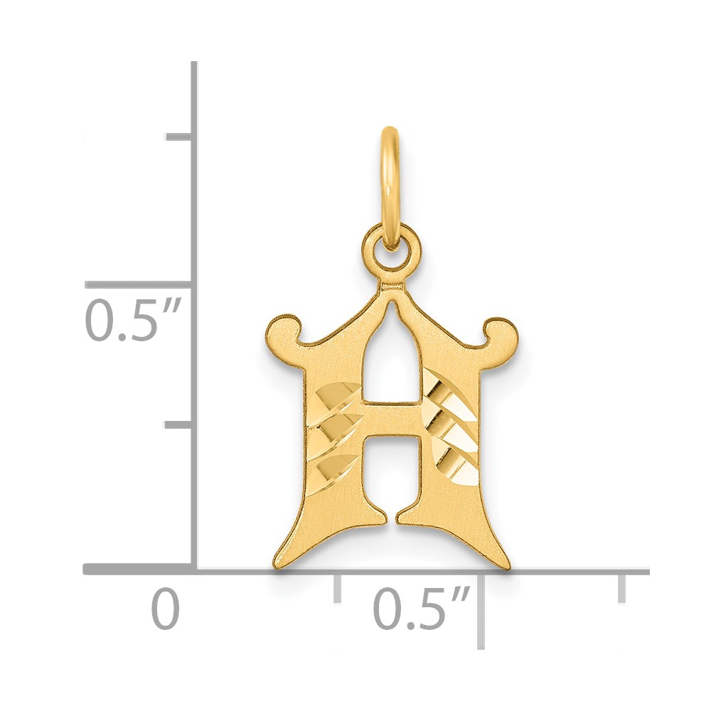 14K Diamond-cut Letter H Initial Charm (C4833H)