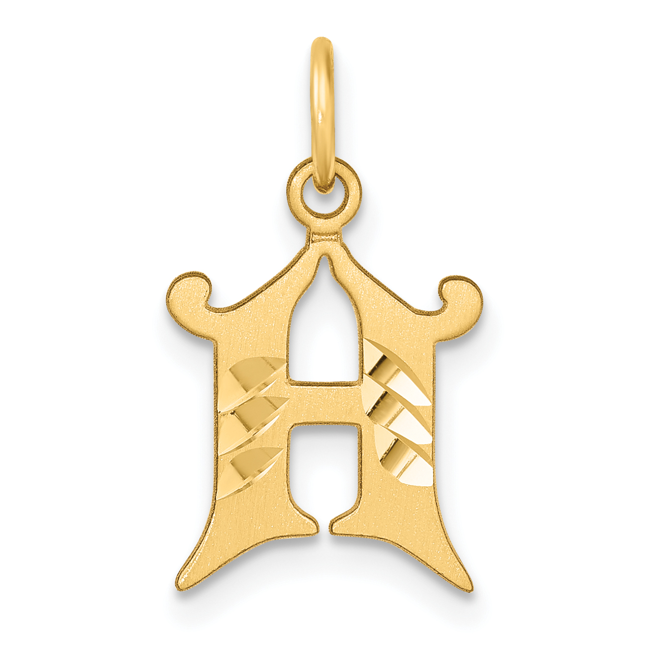 14K Diamond-cut Letter H Initial Charm (C4833H)