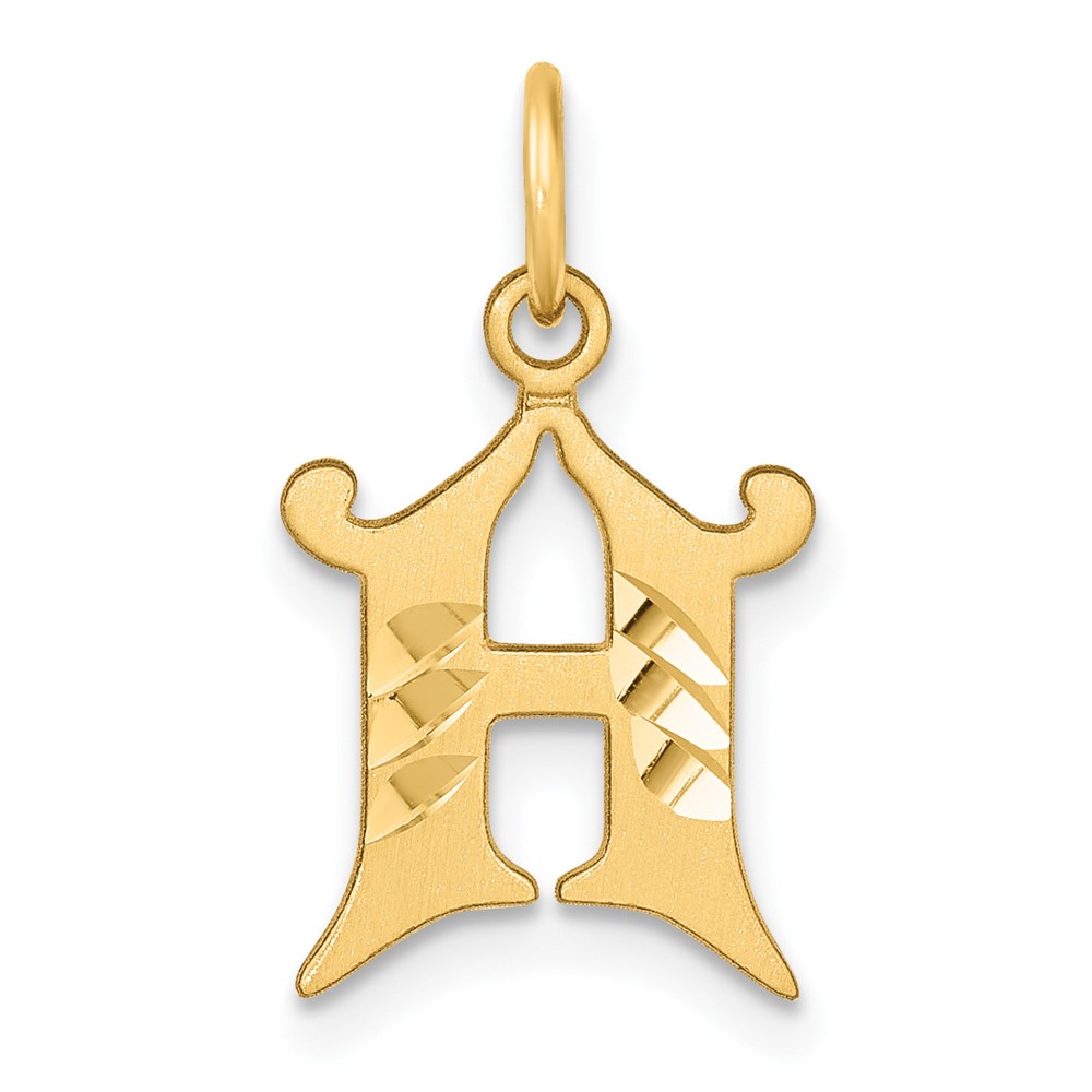 14K Diamond-cut Letter H Initial Charm (C4833H)