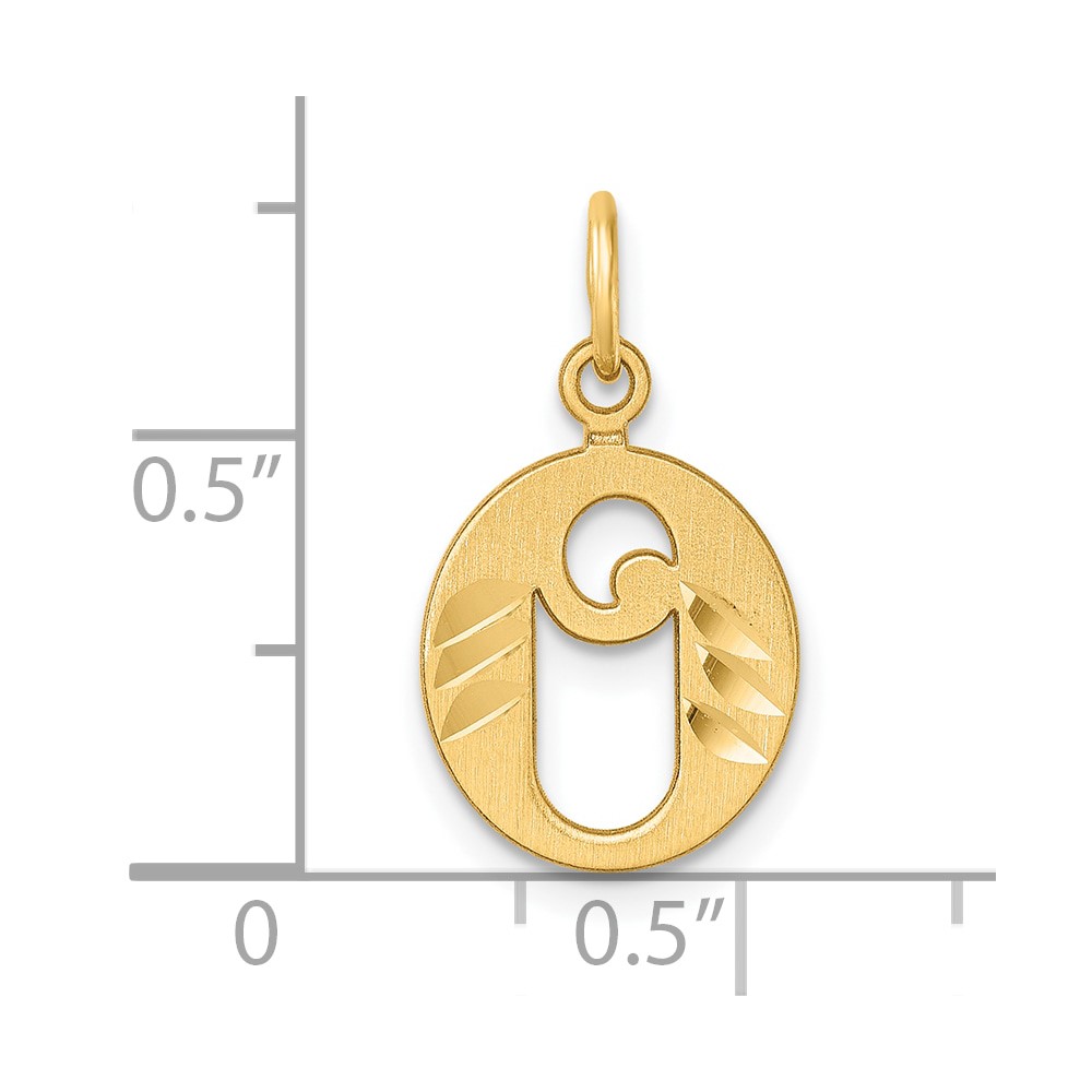 14K Diamond-cut Letter O Initial Charm (C4833O)